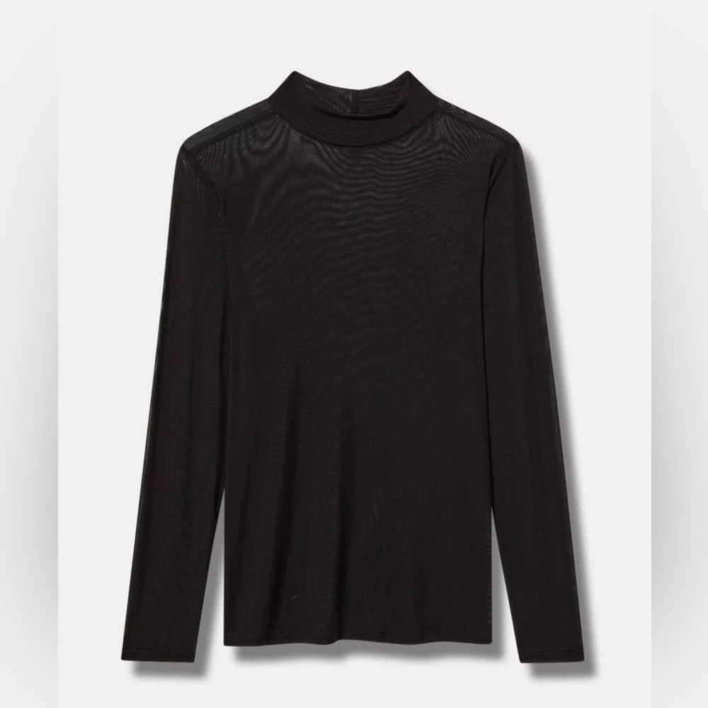 NWT, Abercrombie & Fitch Black Sheer Mock Neck Top, Small
